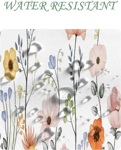 Miniatura 5 de Yeele Cortina de ducha floral de 36x72 pulgadas, juego de baño retro bonito con flores silvestres de acuarela, cortina de baño natural botánica