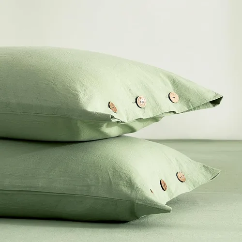 Miniatura 25 de JELLYMONI Juego de 2 fundas de almohada de algodón tamaño King de 20 x 36 pulgadas, color blanco crema, 100% algodón lavado, suave y transpirable