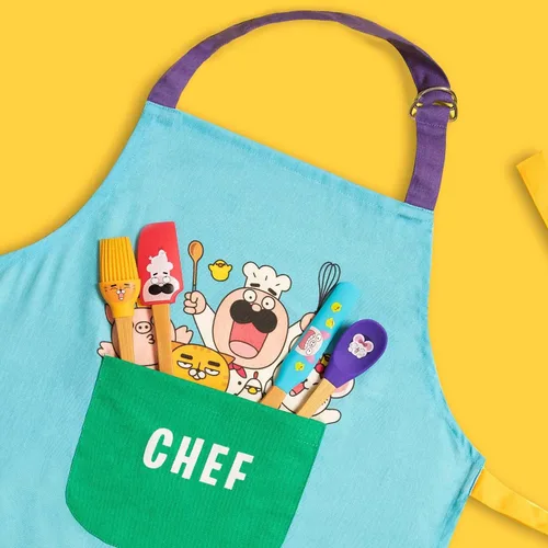 Miniatura 6 de Kids Apron, Chefclub, 100% Cotton - Cooking & Baking Apron for Children - with Pocket, Adjustable Neck Strap, Waist Tie Azul