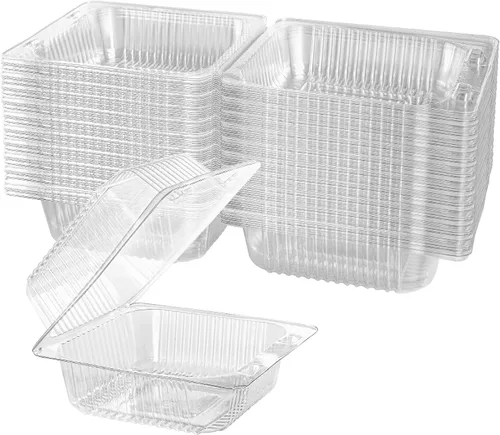Miniatura 4 de Axe Sickle 50 unidades de contenedores desechables de plástico transparente con bisagras para llevar con tapa de concha, bandejas para llevar