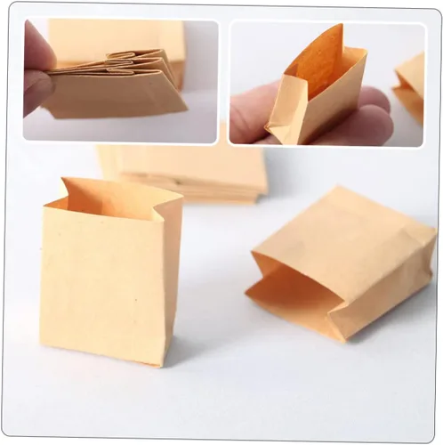 Miniatura 7 de Mini bolsas de papel para casa de muñecas, 6 bolsas de hornear en miniatura y accesorios de decoración de casa de muñecas, 1.57 x 1.18 x 0.59