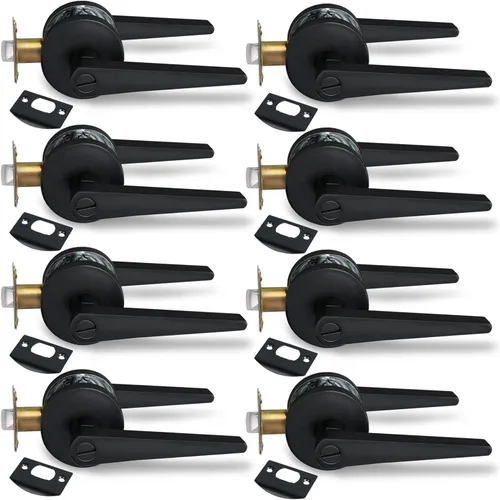 Miniatura 22 de MD8820-DB-BK-1P - Manija de puerta de privacidad sólida para dormitorio y baño, acabado negro mate