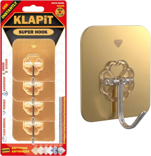 Miniatura 11 de KLAPiT Super Hook - Ganchos de pared adhesivos de alta resistencia, soporta hasta 11 libras, impermeable, sin daños, fácil de instalar en azulejos