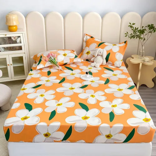 Miniatura 15 de Sábana bajera tamaño individual suave y acogedora, de algodón lavado, de algodón cepillado, para dormitorio de niños y niñas, funda de almohada