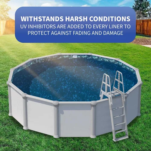 Miniatura 2 de Blue Wave Emerald Coast - Revestimiento redondo superpuesto de 24 pies para piscinas de pared de acero sobre el suelo, vinilo de calibre estándar