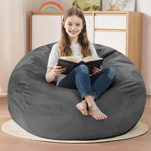 Miniatura 56 de Homguava - Sillón puff de 3 pies Sillón estilo puff grande de 3 pulgadas con relleno de espuma viscoelástica, sofá suave con funda de terciopelo