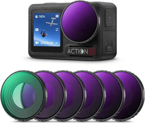 K&F Concept Filtro ND Compatible con DJI Osmo Action 5 Pro/Osmo Action 4, Juego de 6 Filtros CPL ND8 ND16 ND32 ND64 ND256 Polarizador Filtro de