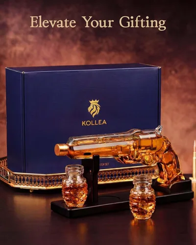 Miniatura 7 de Juegos de decantador de whisky con forma de pistola para hombres, juego de decantador de licor Kollea con vaso de disparo de pistola, regalos únicos