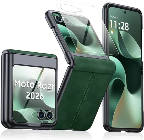 Miniatura 47 de para Samsung Galaxy Z Flip 7 Funda con protección de bisagras y protector de pantalla incorporado, funda de cuero mate de policarbonato ultradelgada