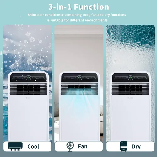 Miniatura 4 de Shinco Aire acondicionado portátil de 12,000 BTU, unidad de CA portátil con modos de enfriamiento integrado, deshumidificador y ventilador