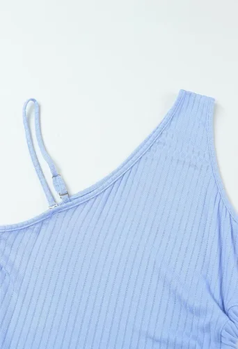 Miniatura 8 de AOHITE Vestido largo sexy de un hombro sin mangas con abertura lateral para mujer