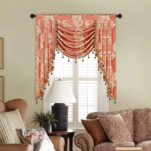 Miniatura 29 de ELKCA - Cenefa de cascada de tejido jacquard para dormitorio, cenefa de cortina de lujo para sala de estar