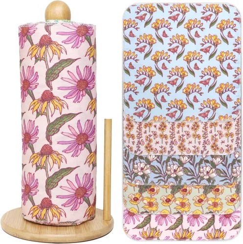 Miniatura 14 de Paquete de 25 toallas de papel reutilizables, toallas sin papel enrolladas lavables de tela de algodón para toallas de cocina, productos de cero
