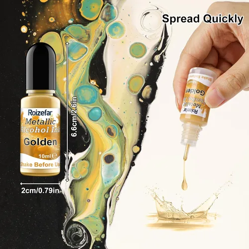Miniatura 4 de Roizefar Juego de tinta con base de alcohol - 28 botellas de colores vívidos de alta concentración, pintura metálica en resina, tinte seguro