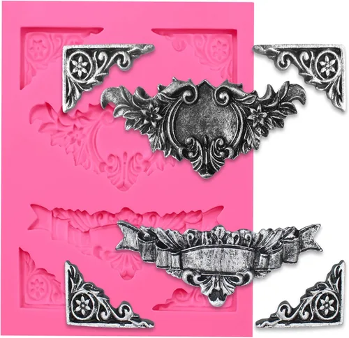 Miniatura 11 de Funshowcase Medallón floral de acanto Flourish Scroll Lace Fondant Moldes de silicona para decoración de pasteles, proyectos de manualidades