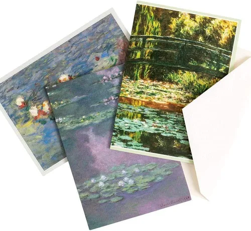 Miniatura 2 de Caspari Divertida tarjeta de notas en caja de Claude Monet en blanco