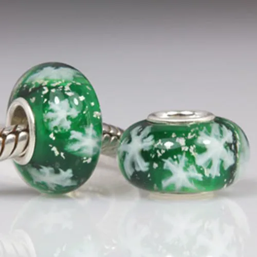 Miniatura 4 de Abalorios de Navidad de cristal con núcleo de plata de ley 925, dije de nieve con copos de nieve para pulsera Pandora