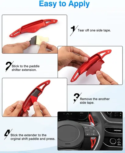 Miniatura 7 de Karltys Extensión de volante de aleación de aluminio para palanca de cambios de Hyundai Sonata 2020-2023 /Tucson 2022-2024 /Santa Cruz