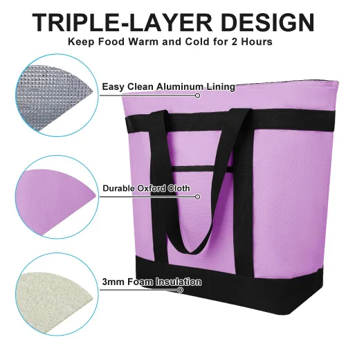 Miniatura 9 de Bolsa de mano reutilizable aislada para compras de comestibles para mujeres/hombres, pizza/bolsa de entrega de alimentos para mantener la comida