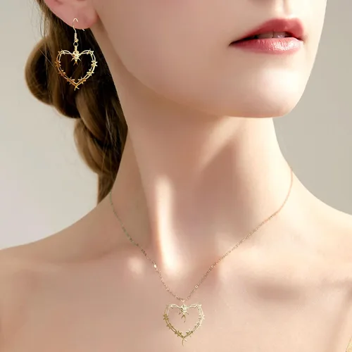 Miniatura 6 de Karol Merch - Collar de corazón de Bichota de 3 piezas y aretes de corazón de Karol, accesorios de corazón gótico KG para mujeres, collar de Bichota