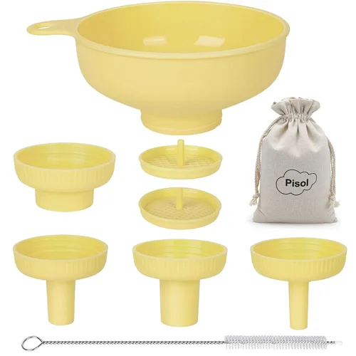 Miniatura 8 de Embudo versátil de boca ancha Pisol, embudos de enlatado para uso en cocina, juego de embudo de cocina de plástico de grado alimenticio con 4