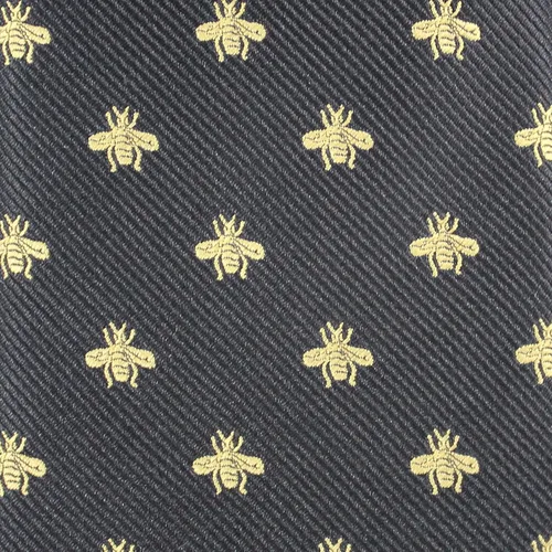 Miniatura 4 de mendepot Bee Necktie con caja de microfibras de Jacquard Oro Bee Pattern Necktie