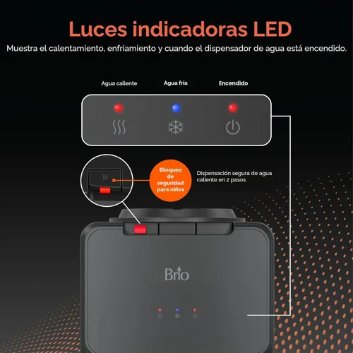 Miniatura 4 de Brio CLTL130 Dispensador refrigerador de carga superior de la serie 130 para botellas de 3 y 5 galones, agua fría y caliente, carga sin derrames