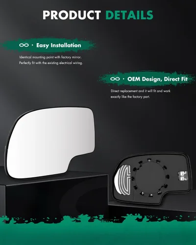Miniatura 4 de SCITOO Espejo retrovisor derecho para 2003-2007 para Chevy para GMC Silverado Sierra 1500/2500 HD/3500 Classic con modelos con calefacción eléctrica