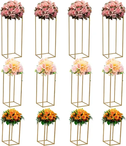 Miniatura 13 de LOYALHEARTDY 2 piezas de 31.5/39.4 pulgadas de alto para flores de boda, soporte de metal para florero de piso, columna de metal, soportes de flores