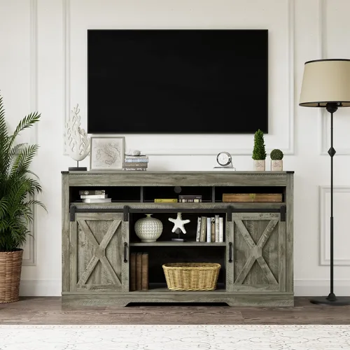 Miniatura 18 de RoyalCraft Soporte de TV con Chimenea Estilo Granja para TV de más de 65 pulgadas, Centro de Entretenimiento con Chimenea Eléctrica de 23