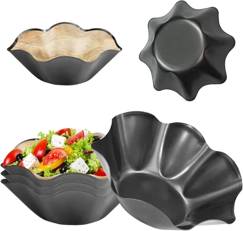 Juego de 6 moldes de ensalada de tacos grandes antiadherentes de 8.4 pulgadas con guantes de silicona y cepillo para untar, moldes para hornear de