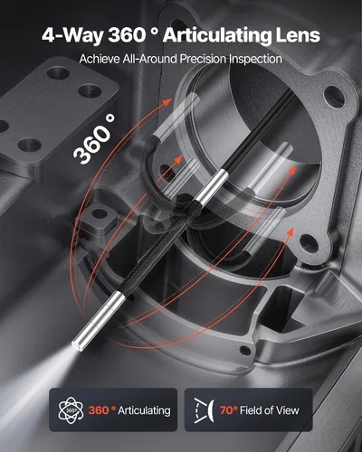 Miniatura 2 de VEVOR Endoscopio articulado de 4 vías con luz, cámara de inspección de boroscopio industrial HD 1080P con sonda articulada ultra delgada de 0.15
