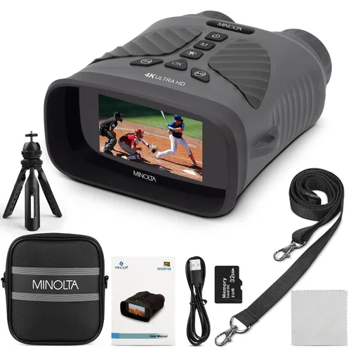 Miniatura 9 de Minolta Monocular digital de visión nocturna 10x25 con cámara de video HD 4K incorporada (negro)