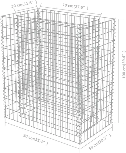 Miniatura 8 de Gabion cama elevada, cestas de gaviones, camas de jardín galvanizadas, gaviones, pared de gaviones, alta capacidad de carga, acero galvanizado 35.4