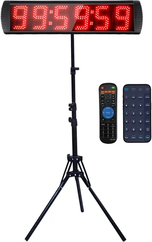 Reloj de carreras LED portátil de 5 pulgadas de alto y 6 dígitos con trípode para eventos de carrera, temporizador digital de cuenta