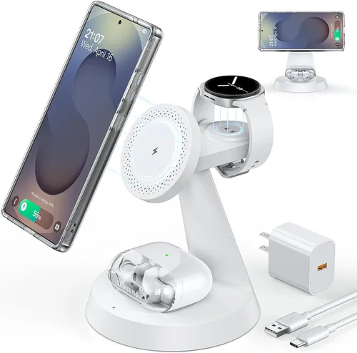 Miniatura 10 de Cargador inalámbrico magnético para Samsung, estación de carga 3 en 1 compatible con cargador MagSafe Samsung para Galaxy S25 Ultra S24 Z