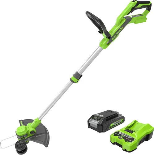Greenworks Cortadora de Hilo/Bordeadora Inalámbrica de 24V (Gen 2), Ancho de Corte de 12", Diseño Ultra-Ligero de 6 lbs, con Batería de 2.0Ah y