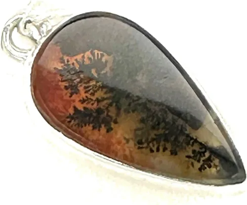 Miniatura 6 de Rare Scenic Dendritic Agate 925 Solid Sterling Silver Pendant 25mm