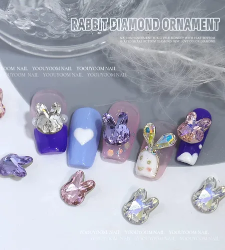 Miniatura 4 de 16 dijes 3D de conejo de Pascua para uñas, cristales de conejo, diamantes de imitación, gemas de diamantes de imitación para diseño de uñas