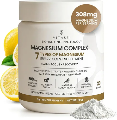 Miniatura 8 de Vitasei Bisglicinato de magnesio – Fórmula quelatada de alta absorción – 2000 mg por porción (288 mg de magnesio elemental) para relajación, sueño