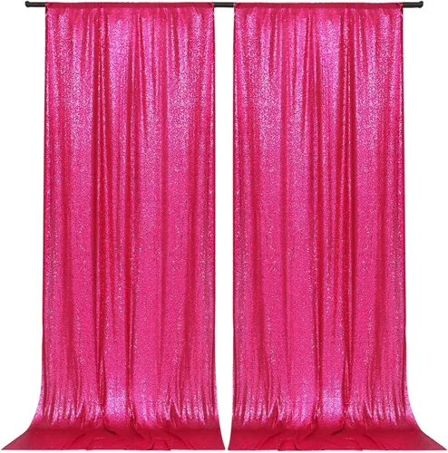 Miniatura 37 de PartyDelight Cortinas de fondo de lentejuelas color azul bebé, 2 paneles de 2 x 8 pies, alta densidad de 0.118 in, fondo de lentejuelas brillantes