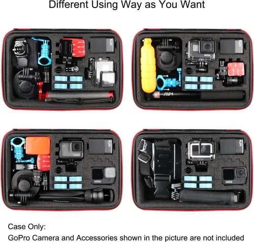 Miniatura 3 de HSU Estuche de transporte para GoPro Hero 13, 12, 11, 10, 9, 8, 7, 6, 5 negro, AKASO Campark y accesorios, funda de viaje GoPro