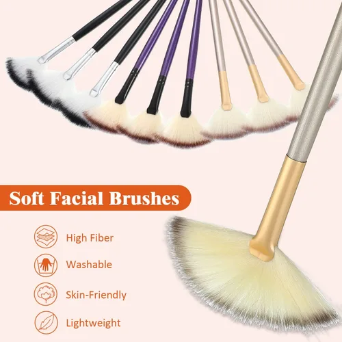 Miniatura 4 de 9 Piezas de Pinceles para Mascarilla Facial en Abanico, Pinceles Aplicadores Faciales Suaves, Herramientas para Peeling Glicólico y Maquillaje