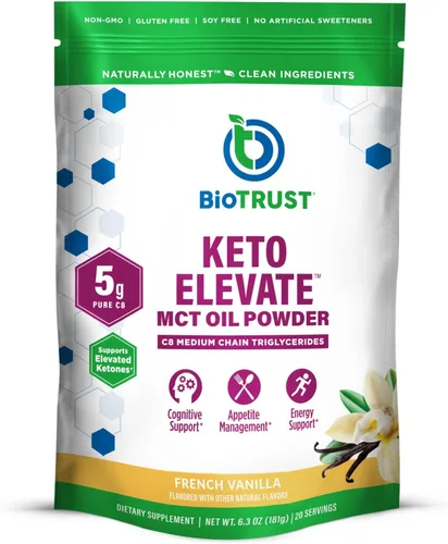 Miniatura 10 de BioTrust Keto Elevate - Aceite en polvo C8 MCT, crema cetogénica de café MCT, crema de café Keto - Energía limpia, enfoque mental y claridad - Polvo