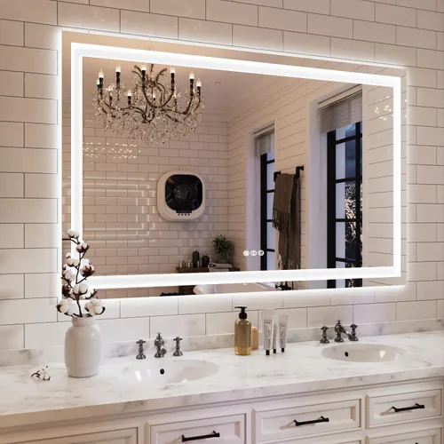 Miniatura 63 de ISKM Espejo LED con marco para baño de 40"x30", espejo de baño LED regulable con luces, antivaho, espejo iluminado frontal y retroiluminado de 3