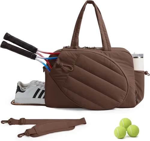 Miniatura 11 de BAGSMART - Bolsa de tenis y gimnasio para mujeres, con compartimento para 2 raquetas, compartimento para zapatos y bolsillo para cosas húmedas