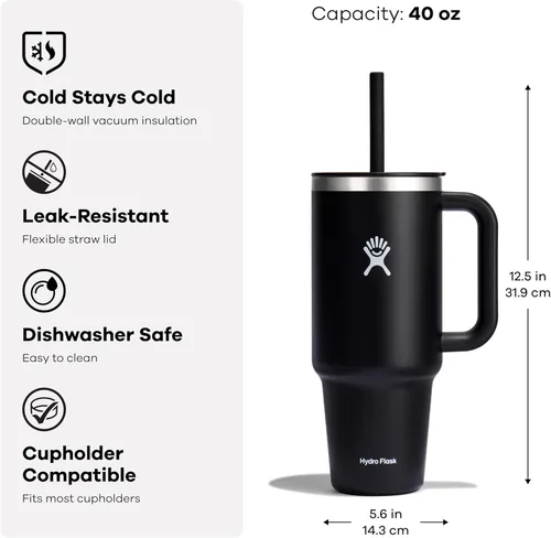 Miniatura 10 de Hydro Flask Vaso de Viaje con Asa, Tapa y Pajita - Acero Inoxidable Aislado en 24 Oz Aloe