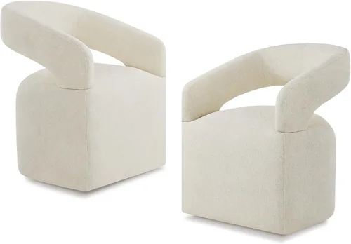 Miniatura 12 de KISLOT Juego de 1 sillas de comedor tapizadas, modernas sillas de comedor con ruedas ocultas, sillas de cocina con brazo con tela de aspecto