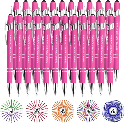 Miniatura 28 de Bolígrafos personalizados con nombre a granel, juego de bolígrafos personalizados, lápiz capacitivo grabado, logotipo, texto, regalo para negocios