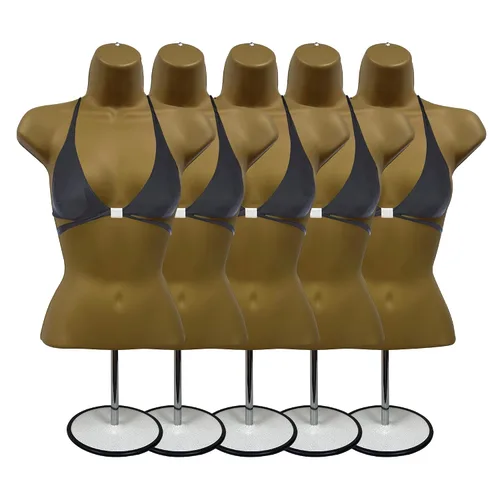 Miniatura 33 de DisplayTown - Maniquí femenino con torso y soporte de metal, parte trasera hueca, cuerpo apilable, forma para exhibir camisetas, mostrador